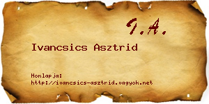 Ivancsics Asztrid névjegykártya